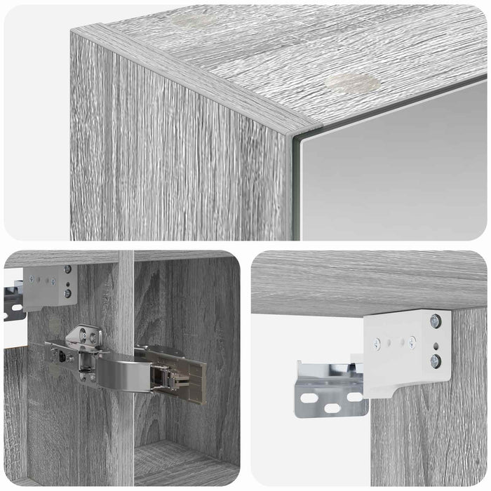 Dulap cu oglindă pentru baie Gri Sonoma 80 x 14.5 x 70 cm - WALTI WALTI