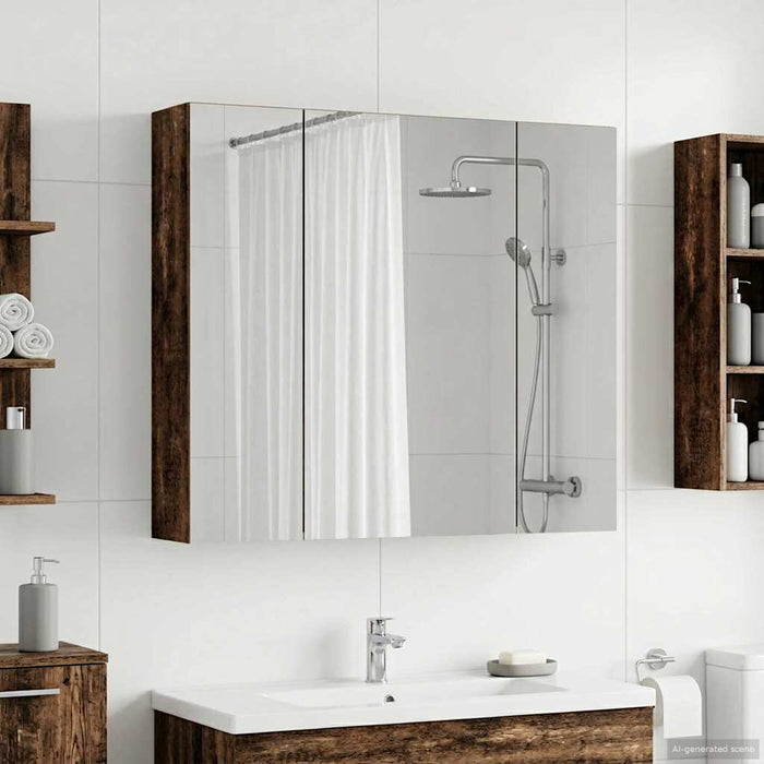 Dulap cu oglindă pentru baie Lemn vechi 80 x 14.5 x 70 cm - WALTI WALTI