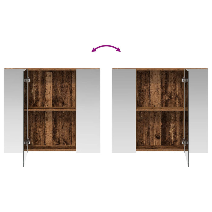 Dulap cu oglindă pentru baie Lemn vechi 80 x 14.5 x 70 cm - WALTI WALTI