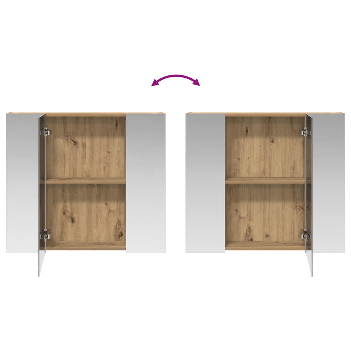 Dulap cu oglindă pentru baie Stejar artizanal 80 x 14.5 x 70 cm - WALTI WALTI