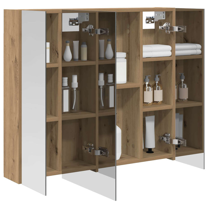 Dulap cu oglindă pentru baie Stejar artizanal 80 x 14.5 x 70 cm - WALTI WALTI