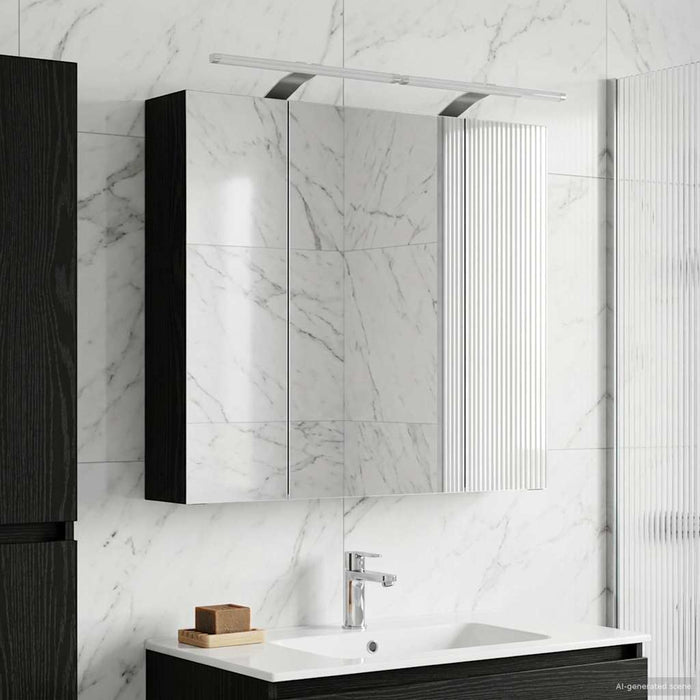 Dulap cu oglindă pentru baie Stejar Negru 80 x 14.5 x 70 cm - WALTI WALTI