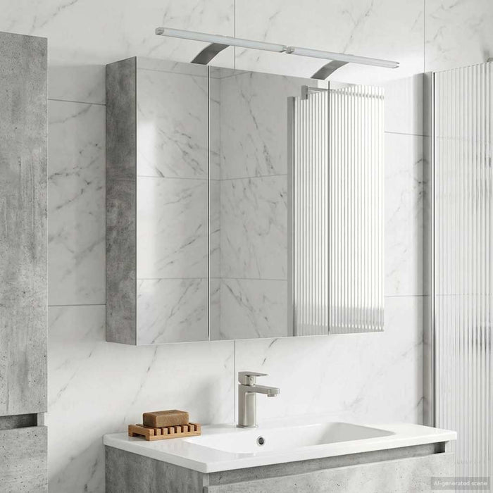Dulap cu oglindă pentru baie Gri din beton 80 x 14.5 x 70 cm - WALTI WALTI