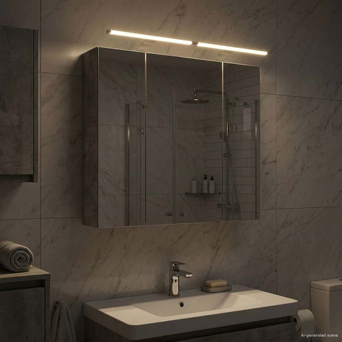 Dulap cu oglindă pentru baie Gri din beton 80 x 14.5 x 70 cm - WALTI WALTI