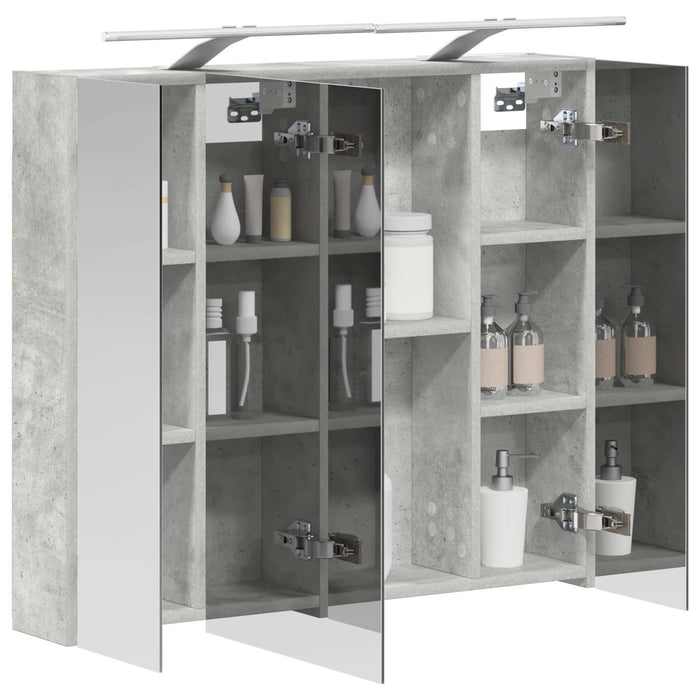 Dulap cu oglindă pentru baie Gri din beton 80 x 14.5 x 70 cm - WALTI WALTI