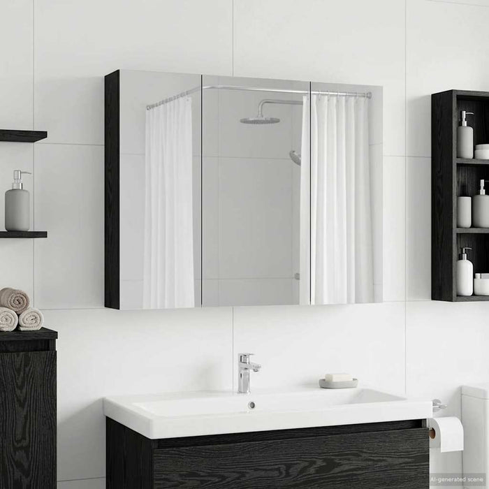Dulap cu oglindă pentru baie Stejar Negru 100 x 14,5 x 70 cm - WALTI WALTI