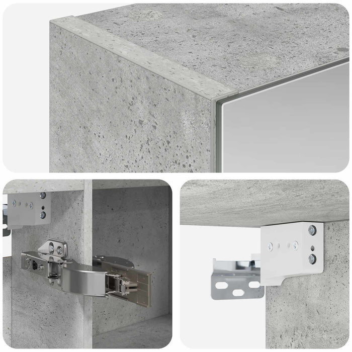 Dulap cu oglindă pentru baie Gri din beton 100 x 14,5 x 70 cm - WALTI WALTI