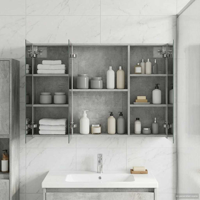 Dulap cu oglindă pentru baie Gri din beton 100 x 14,5 x 70 cm - WALTI WALTI