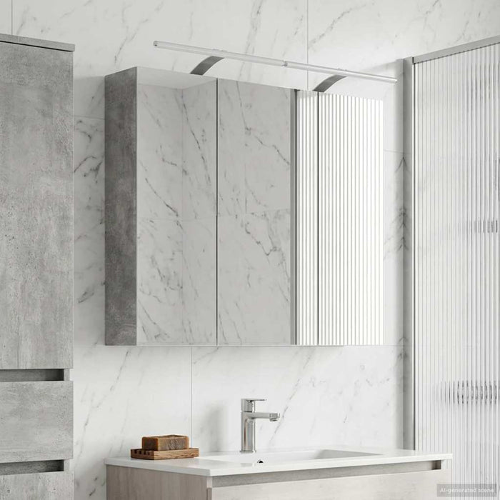 Dulap cu oglindă pentru baie Gri din beton 100 x 14,5 x 70 cm - WALTI WALTI