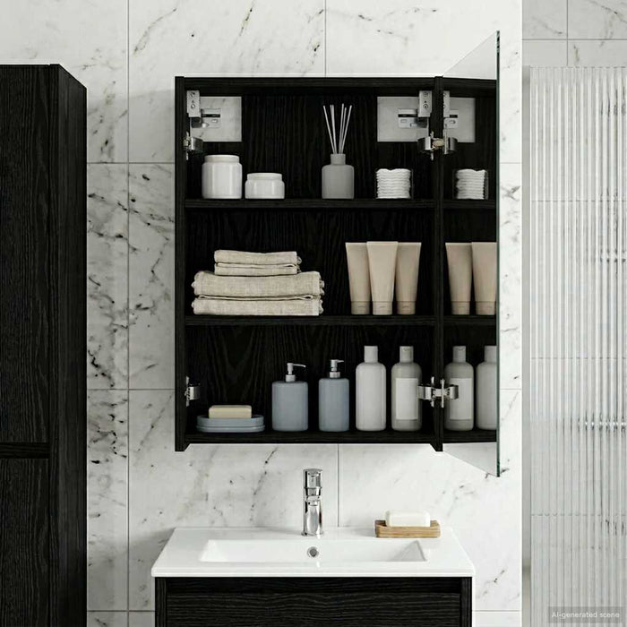 Dulap cu oglindă pentru baie Stejar Negru 43 x 16 x 62.5 cm - WALTI WALTI