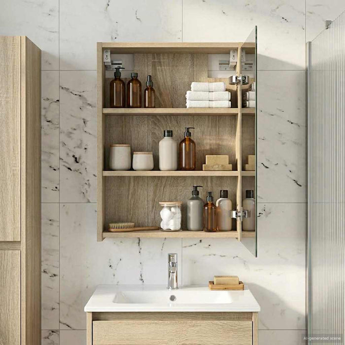 Dulap cu oglindă pentru baie Stejar Sonoma 43 x 16 x 62.5 cm - WALTI WALTI
