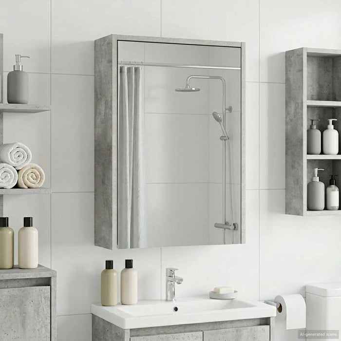 Dulap cu oglindă pentru baie Gri din beton 43 x 16 x 62.5 cm - WALTI WALTI