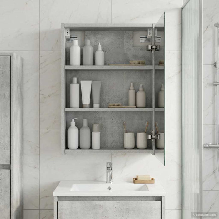 Dulap cu oglindă pentru baie Gri din beton 43 x 16 x 62.5 cm - WALTI WALTI