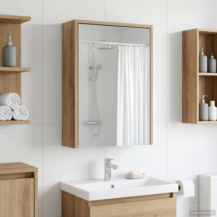 Dulap cu oglindă pentru baie Stejar artizanal 43 x 16 x 62.5 cm - WALTI WALTI