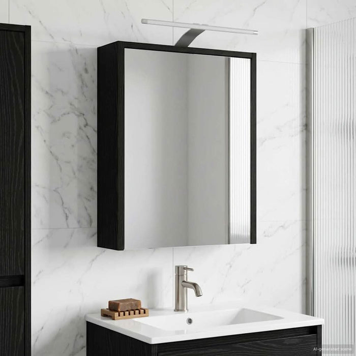 Dulap cu oglindă pentru baie Stejar Negru 43 x 16 x 62.5 cm WALTI