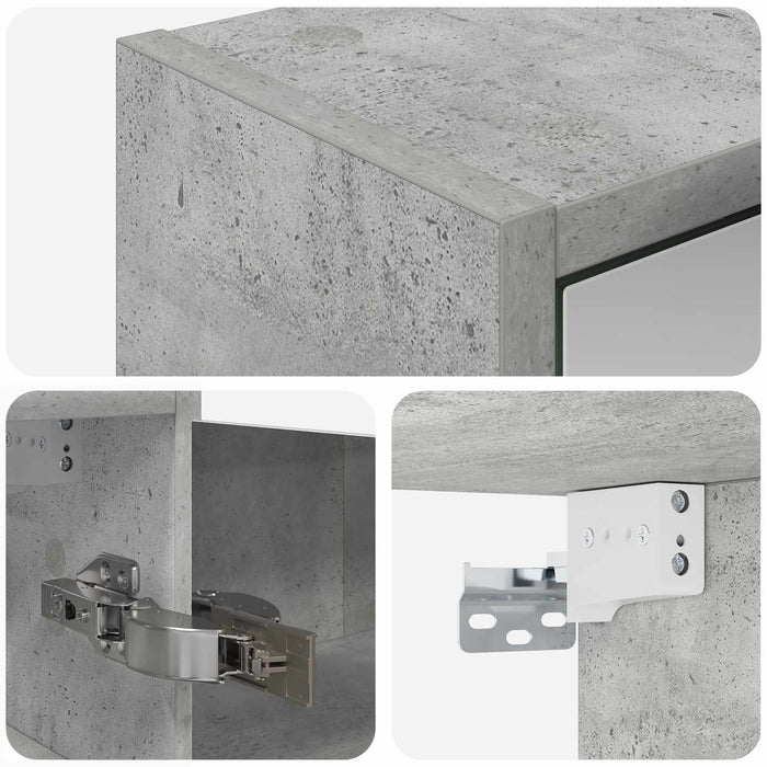 Dulap cu oglindă pentru baie Gri din beton 43 x 16 x 62.5 cm - WALTI WALTI