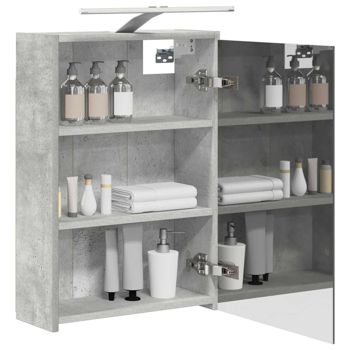 Dulap cu oglindă pentru baie Gri din beton 43 x 16 x 62.5 cm - WALTI WALTI