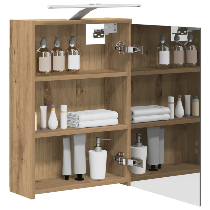 Dulap cu oglindă pentru baie Stejar artizanal 43 x 16 x 62.5 cm - WALTI WALTI