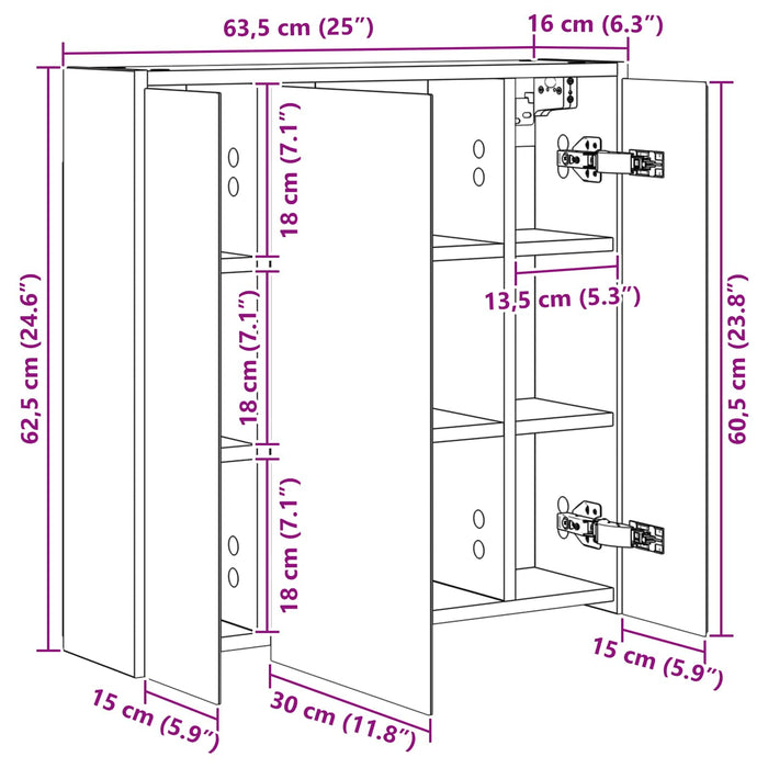 Dulap cu oglindă pentru baie Alb 63,5 x 16 x 62,5 cm - WALTI WALTI