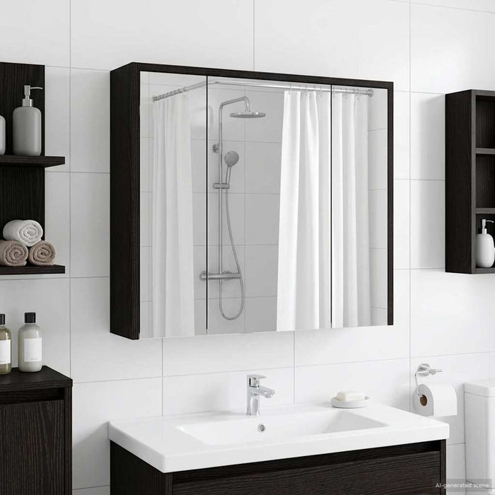 Dulap cu oglindă pentru baie Stejar Negru 63,5 x 16 x 62,5 cm - WALTI WALTI
