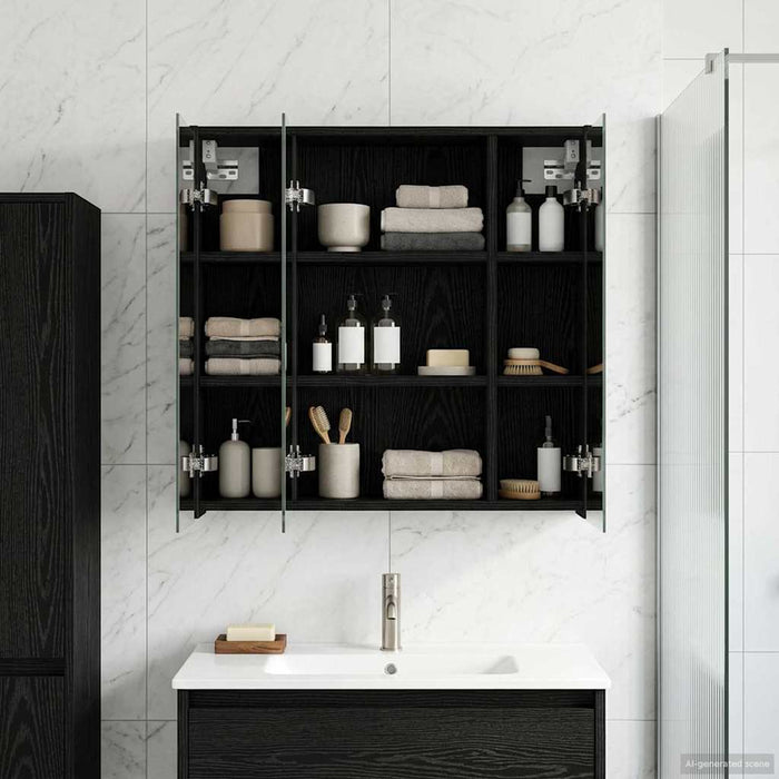 Dulap cu oglindă pentru baie Stejar Negru 63,5 x 16 x 62,5 cm - WALTI WALTI