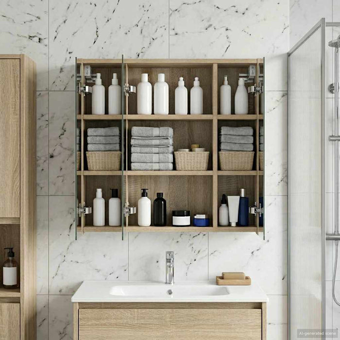 Dulap cu oglindă pentru baie Stejar Sonoma 63,5 x 16 x 62,5 cm - WALTI WALTI