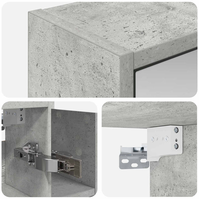 Dulap cu oglindă pentru baie Gri din beton 63,5 x 16 x 62,5 cm - WALTI WALTI