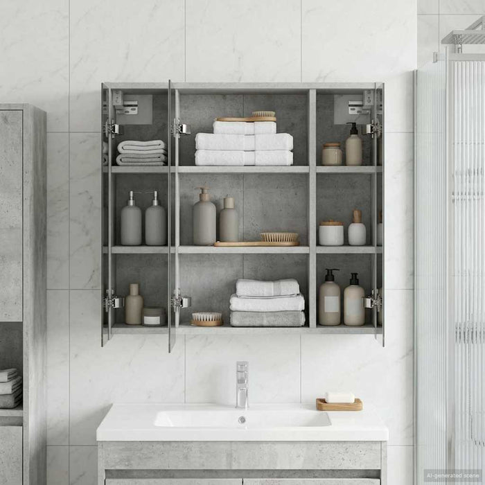 Dulap cu oglindă pentru baie Gri din beton 63,5 x 16 x 62,5 cm - WALTI WALTI
