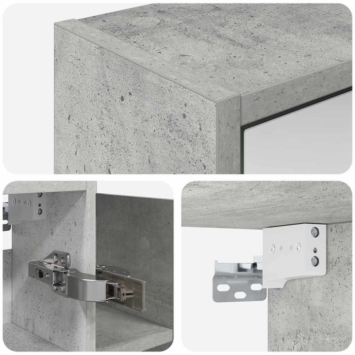 Dulap cu oglindă pentru baie Gri din beton 73,5 x 16 x 62,5 cm - WALTI WALTI