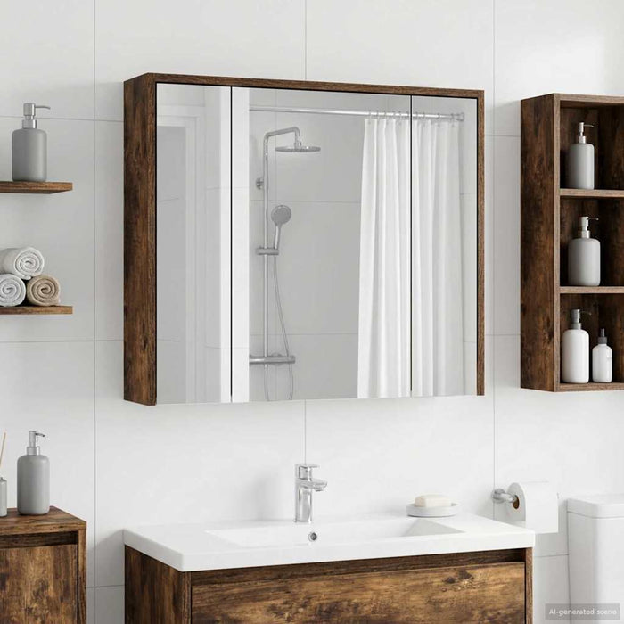 Dulap cu oglindă pentru baie Stejar fumuriu 73,5 x 16 x 62,5 cm - WALTI WALTI