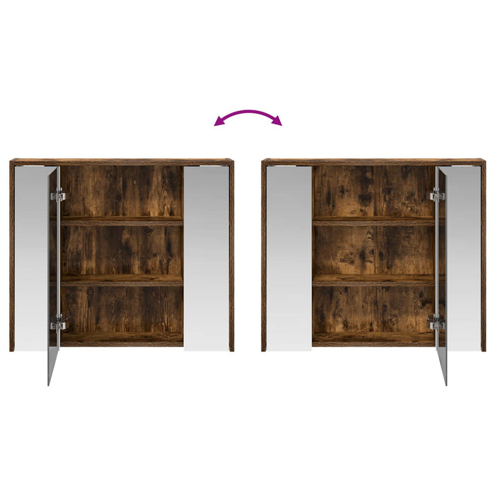 Dulap cu oglindă pentru baie Stejar fumuriu 73,5 x 16 x 62,5 cm - WALTI WALTI