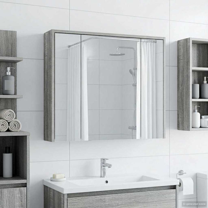 Dulap cu oglindă pentru baie Gri Sonoma 73,5 x 16 x 62,5 cm - WALTI WALTI