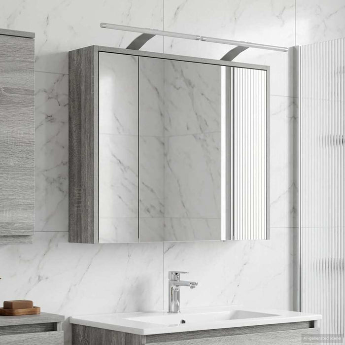 Dulap cu oglindă pentru baie Gri Sonoma 73,5 x 16 x 62,5 cm - WALTI WALTI