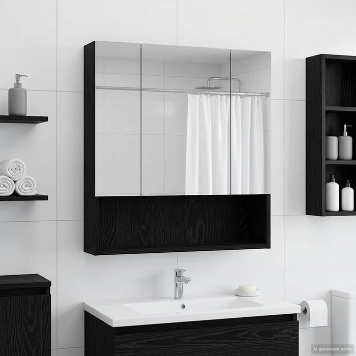 Dulap cu oglindă pentru baie Stejar Negru 60 x 14.5 x 70 cm - WALTI WALTI