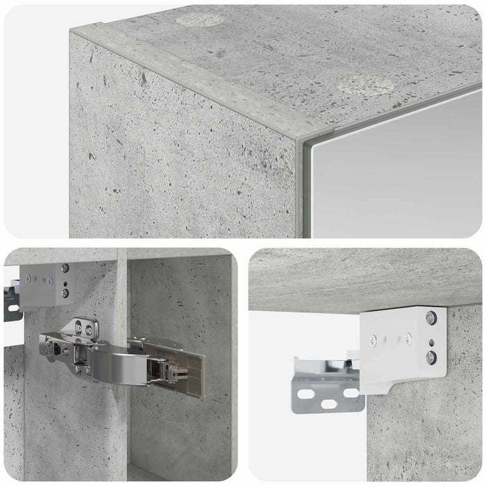 Dulap cu oglindă pentru baie Gri din beton 60 x 14.5 x 70 cm - WALTI WALTI