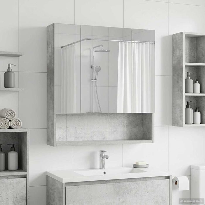 Dulap cu oglindă pentru baie Gri din beton 60 x 14.5 x 70 cm - WALTI WALTI