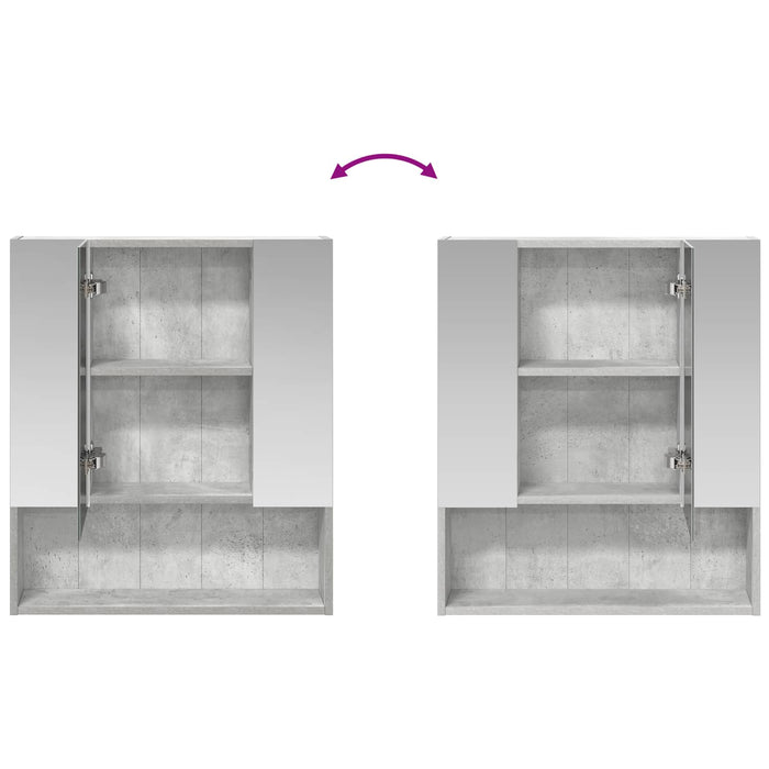 Dulap cu oglindă pentru baie Gri din beton 60 x 14.5 x 70 cm - WALTI WALTI
