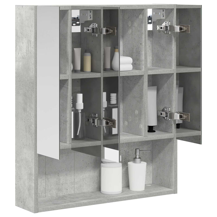 Dulap cu oglindă pentru baie Gri din beton 60 x 14.5 x 70 cm - WALTI WALTI