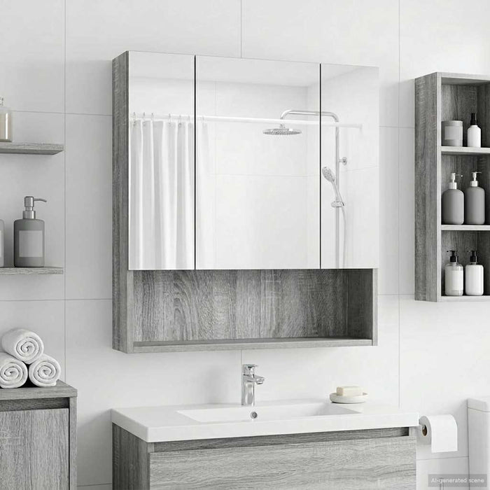 Dulap cu oglindă pentru baie Gri Sonoma 60 x 14.5 x 70 cm - WALTI WALTI