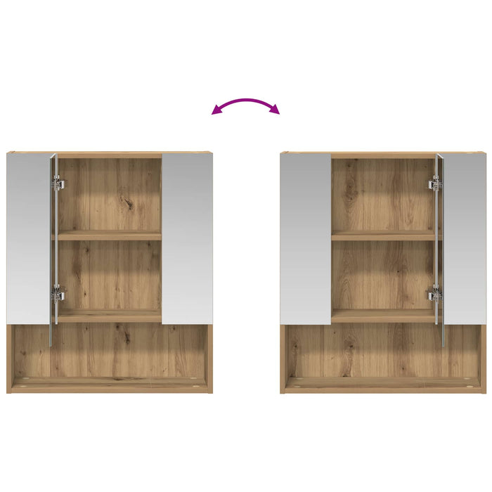 Dulap cu oglindă pentru baie Stejar artizanal 60 x 14.5 x 70 cm - WALTI WALTI