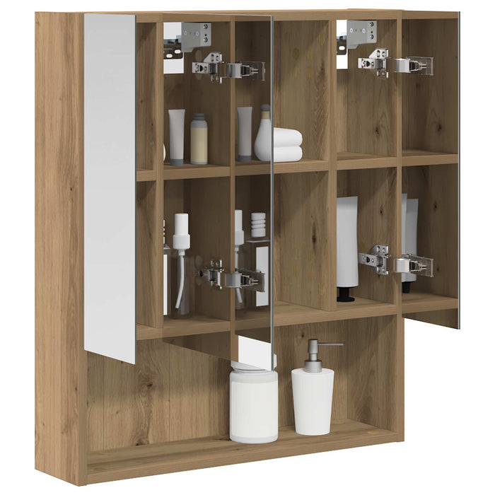 Dulap cu oglindă pentru baie Stejar artizanal 60 x 14.5 x 70 cm - WALTI WALTI