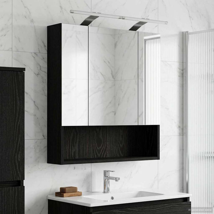 Dulap cu oglindă pentru baie Stejar Negru 60 x 14.5 x 70 cm - WALTI WALTI