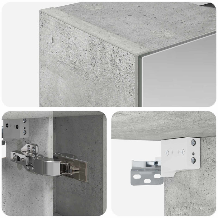 Dulap cu oglindă pentru baie Gri din beton 60 x 14.5 x 70 cm - WALTI WALTI