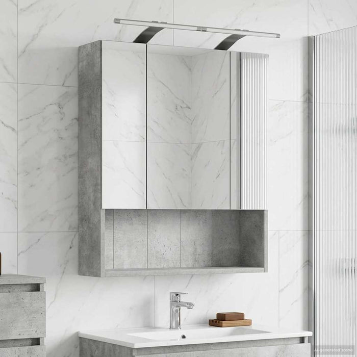 Dulap cu oglindă pentru baie Gri din beton 60 x 14.5 x 70 cm - WALTI WALTI