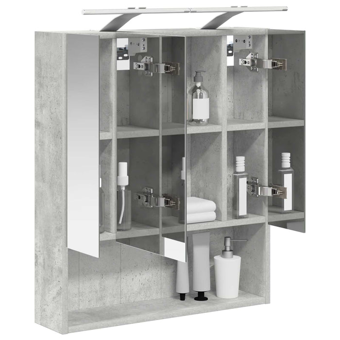 Dulap cu oglindă pentru baie Gri din beton 60 x 14.5 x 70 cm - WALTI WALTI