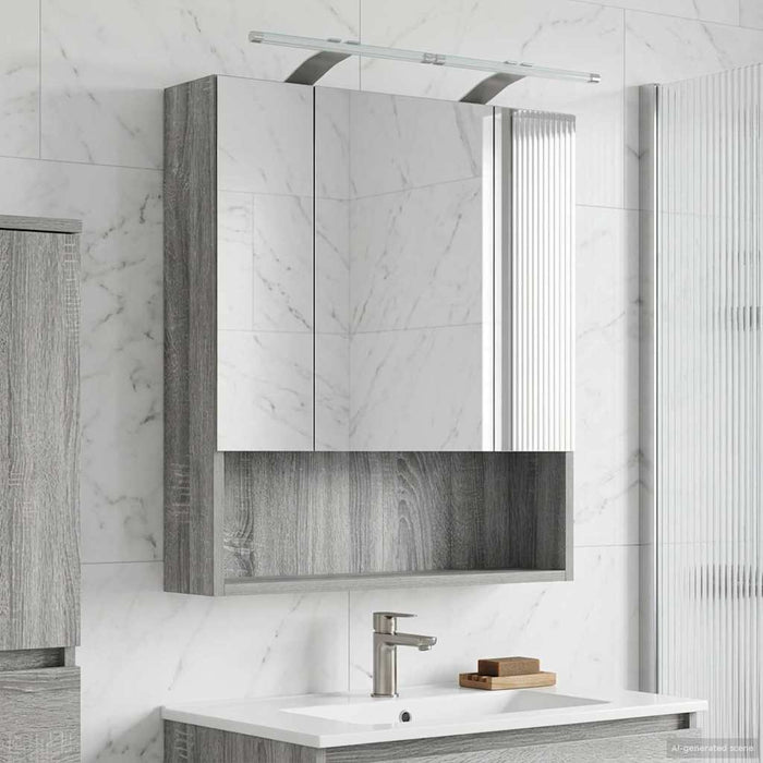 Dulap cu oglindă pentru baie Gri Sonoma 60 x 14.5 x 70 cm - WALTI WALTI