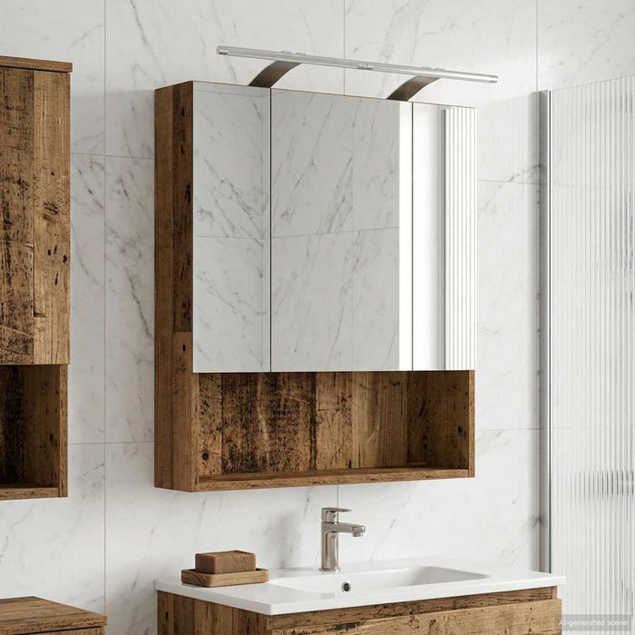 Dulap cu oglindă pentru baie Lemn vechi 60 x 14.5 x 70 cm - WALTI WALTI