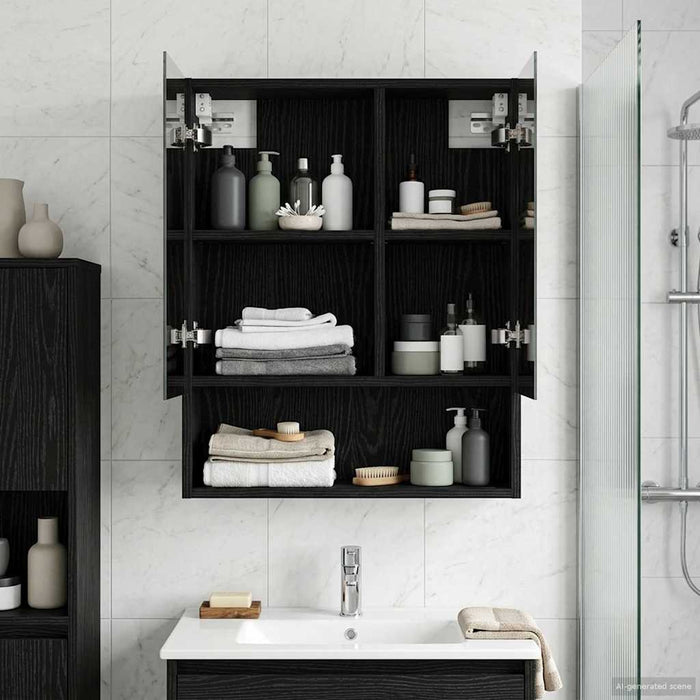 Dulap cu oglindă pentru baie Stejar Negru 50 x 14,5 x 70 cm - WALTI WALTI