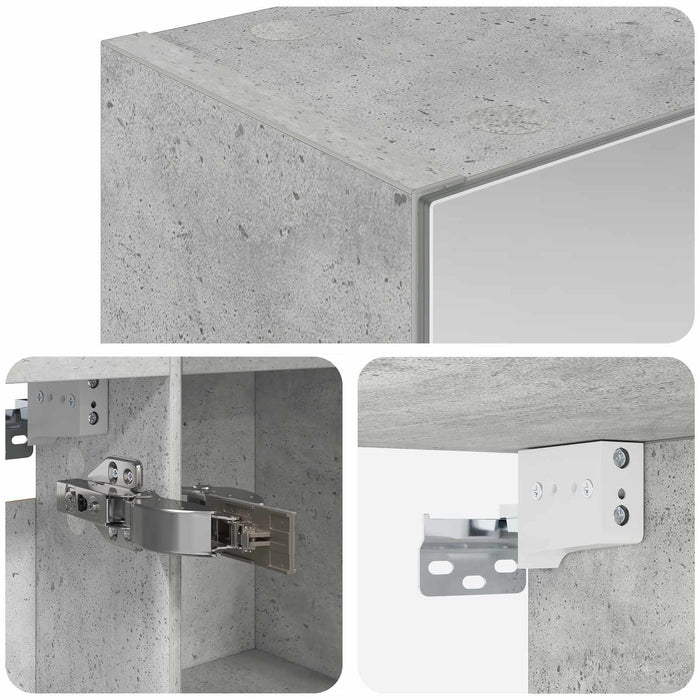 Dulap cu oglindă pentru baie Gri din beton 50 x 14,5 x 70 cm - WALTI WALTI