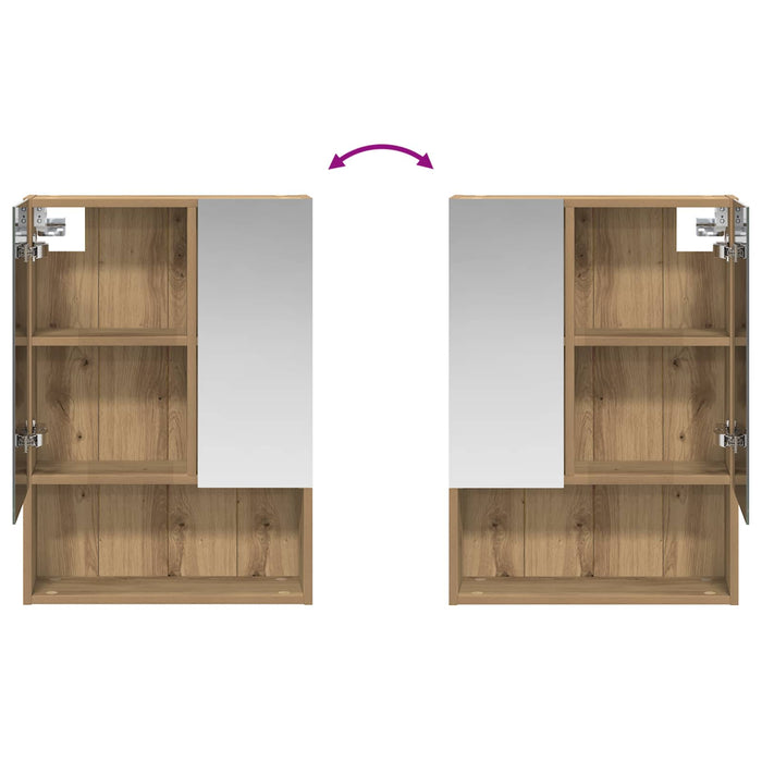 Dulap cu oglindă pentru baie Stejar artizanal 50 x 14,5 x 70 cm - WALTI WALTI